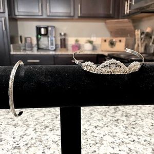 Sterling Silver Tiara and Matching Cuff